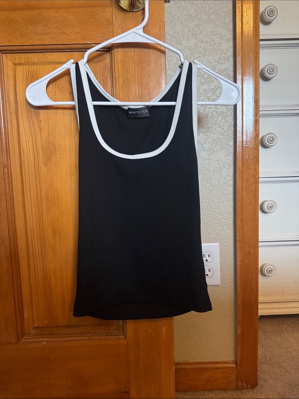 White Fox Boutique Black Tank with White Trim